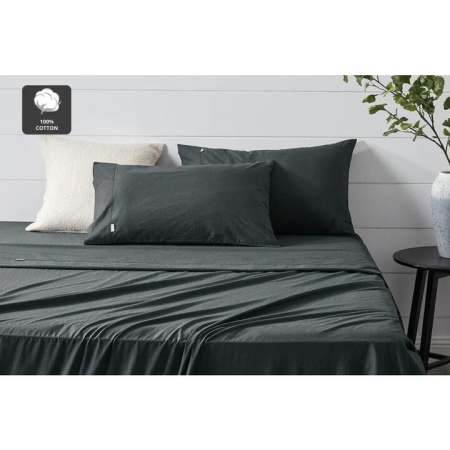 Aesop Stone Wash 100% Cotton Sheet Set - Charcoal