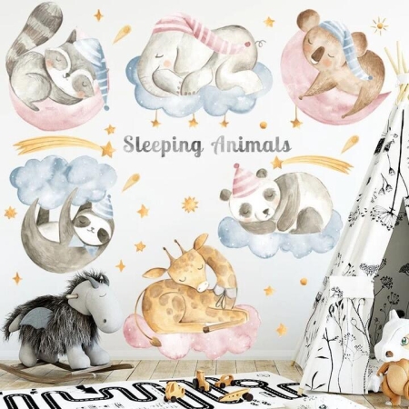 Baby Animals Are Asleep Wall Sticker Decoration