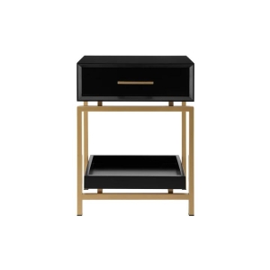 Bailey Bedside Nightstand Side Table - Black - Black