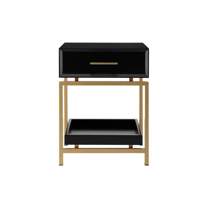 Bailey Bedside Nightstand Side Table - Black - Black