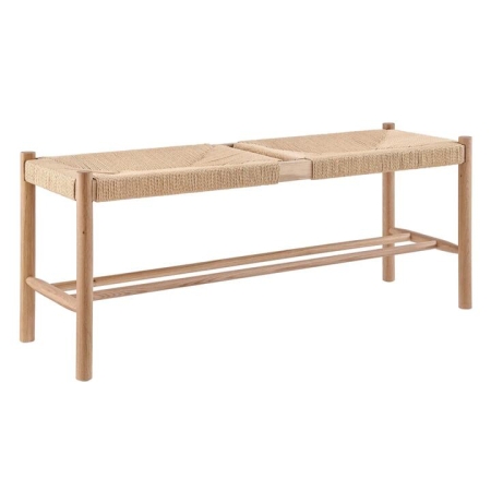 Amber Wooden Kitchen Dining Bench Chair Stool Rattan Seat Large - Oak/Natural - Oak / Large