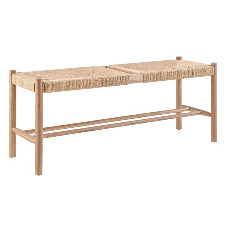 Amber Wooden Kitchen Dining Bench Chair Stool Rattan Seat Large - Oak/Natural - Oak / Large