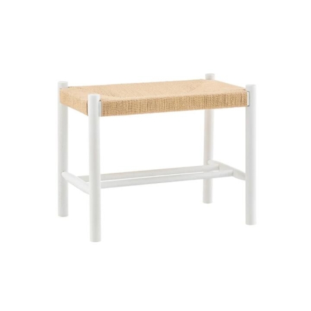 Amber Wooden Kitchen Dining Bench Chair Stool Rattan Seat Small - White/Natural - White / Small