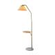 Arthur Elegant Marble Pleated Floor Lamp Light Linen Fabric Shade - Brass and Sand