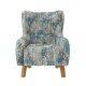 Armchair High back Lounge Accent Chair Designer Printed Fabric Upholstery with Wooden Leg