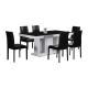 7 Pieces Dining Suite Dining Table & 6X Black Chairs in Rectangular Shape High Glossy MDF Wooden Base Combination of Black & White Colour