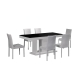 7 Pieces Dining Suite Dining Table & 6X white Chairs in Rectangular Shape High Glossy MDF Wooden Base Combination of Black & White Colour