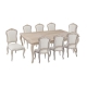 9pcs Large Sizes Oak Wood White Washed Finish Dining Set