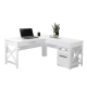 Maestro Furniture Andy L-Shaped Office Computer Manage Executive Working Desk W/ Mobile Pedestal - Distressed White