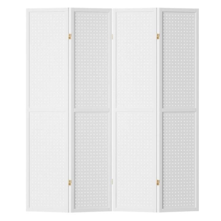 Artiss 4 Panel Room Divider Screen 164x170cm Pegboard White