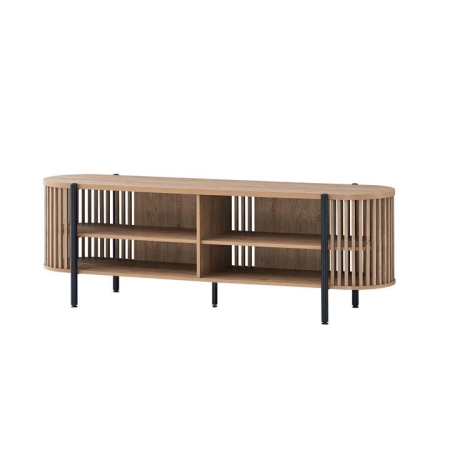 Design Square Ailani Wooden TV Stand Entertainment Unit 2-Tier Shelves 180cm Slat Oak