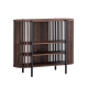 Design Square Ailani Wooden Sideboard Buffet Unit Storage Cabinet 3-Tier Shelves 120cm Slat Walnut