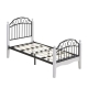 Ashley King Single Size Bed Frame Wooden Pole Black Metal Frame - White