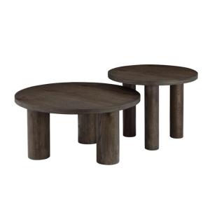 Raimon Furniture Angelo Wooden Dark Oak Veneer Round Modern Coffee Table Coffee