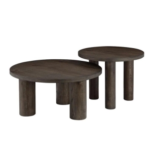 Raimon Furniture Angelo Wooden Dark Oak Veneer Round Modern End Lamp Side Table Coffee