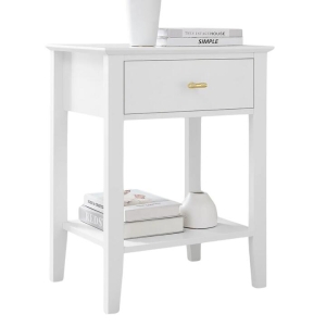 Arven Wooden Modern Nightstand Bedside Side Table 1-Drawer White