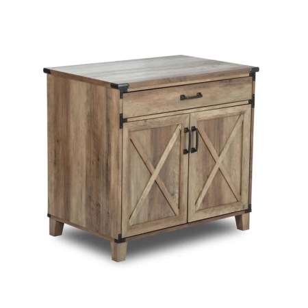 Maestro Furniture Axel Low Cupboard Storage Storage Cabinet W/ 1-Drawer Rustic Oak