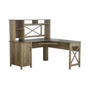 Maestro Furniture Axel L-Shape Computer Working Home Office Desk W/ Hutch Rustic Oak