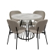 HomeStar 5Pc Dining Set Matilda Round Dining Table 110cm Faux Cement W/ 4Pc Archie Fabric Dining Chair Latte