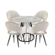 HomeStar 5Pc Dining Set Matilda Round Dining Table 110cm Faux Cement W/ 4Pc Luka Fabric Dining Chair Coconut