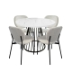 HomeStar 5Pc Dining Set Matilda Round Dining Table 110cm Faux Marble W/ 4Pc Archie Fabric Dining Chair Coconut