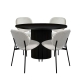 HomeStar 5Pc Dining Set Sona Round Dining Table 120cm Black W/ 4Pc Archie Fabric Dining Chair Coconut