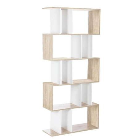 5 Tier Display Book Storage Shelf Unit - White Brown