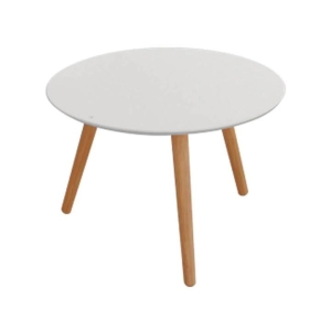 6IXTY Art Round Modern Scandinavian Wooden Coffee Table - White