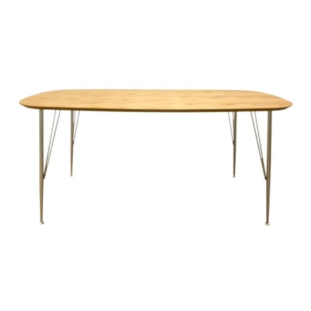 6IXTY2 Scandinavian Wooden Dining Table Large 220cm - Metal Legs - Oak