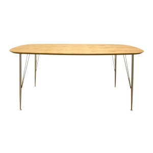 6IXTY2 Scandinavian Wooden Dining Table Small 180cm - Metal Legs - Oak