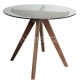 Amelia Collection Round Glass Dining Table - 90cm - Walnut