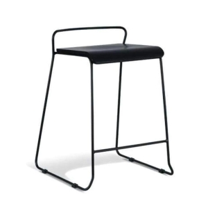 Bavleen Bar Stool 65cm - Black Frame - Black Veneer Seat