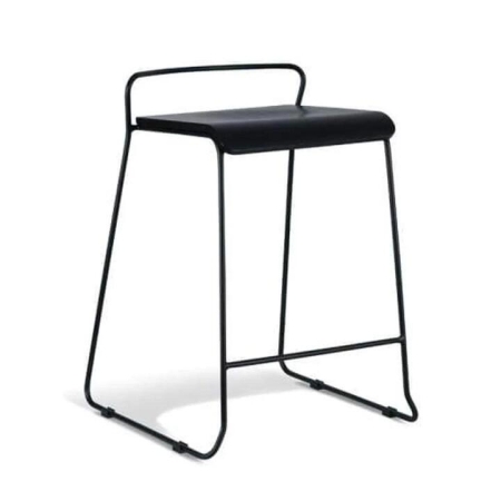 Bavleen Bar Stool 65cm - Black Frame - Black Veneer Seat
