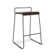 Bavleen Bar Stool 75cm - Black Frame - Walnut Veneer Seat