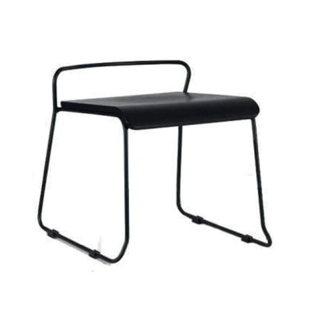 Bavleen Bar Low Stool 45cm - Black Frame - Black Veneer Seat