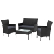 4-piece Wicker Outdoor Set - Black