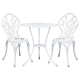 3PC Outdoor Setting Cast Aluminium Bistro Table Chair Patio White