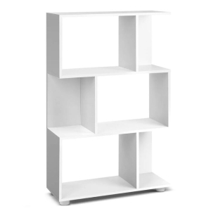 3 Tier Zig Zag Bookshelf Display Storage Cabinet  - White