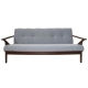 Design Square 3-Seater Fabric Wood Sofa Lounge Couch Walnut Frame - Light Grey