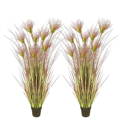 2X 120cm Purple Artificial Indoor Potted Papyrus Plant Tree Fake Simulation Decorative