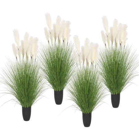 4X 110cm Artificial Indoor Potted Reed Bulrush Grass Tree Fake Plant Simulation Decorative