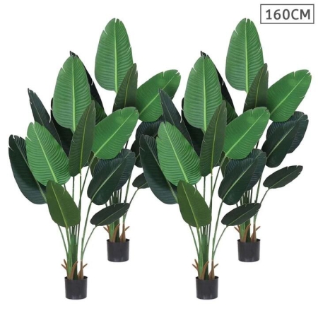 4X 160cm Artificial Green Indoor Traveler Banana Fake Decoration Tree Flower Pot Plant