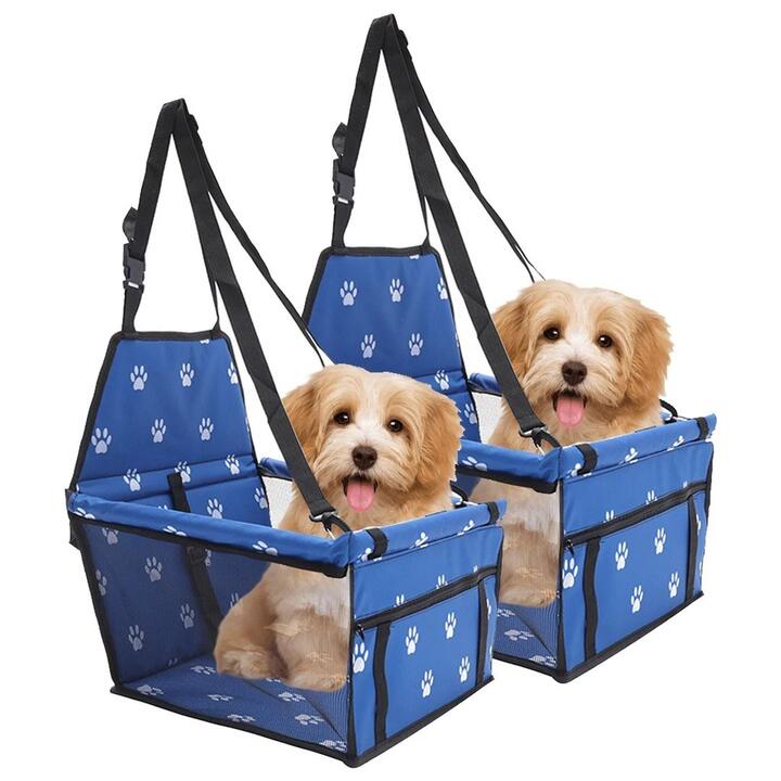 2X Waterproof Pet Booster Car Seat Breathable Mesh Safety Travel Portable Dog Carrier Bag Blue
