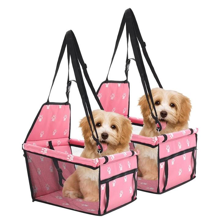 2X Waterproof Pet Booster Car Seat Breathable Mesh Safety Travel Portable Dog Carrier Bag Pink
