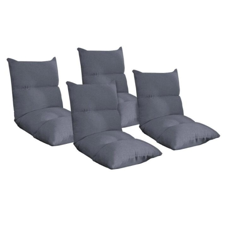 4X Lounge Floor Recliner Adjustable Lazy Sofa Bed Folding Game Chair Grey