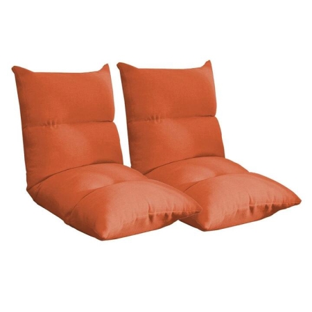 2X Lounge Floor Recliner Adjustable Lazy Sofa Bed Folding Game Chair Orange