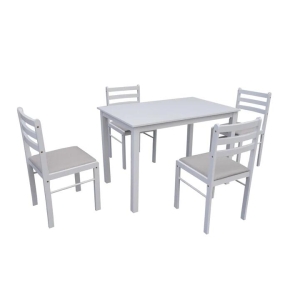 Design Square 5pc Dinign Set Rectangle Dining table 110cm W/ 4 Dining Chairs - White