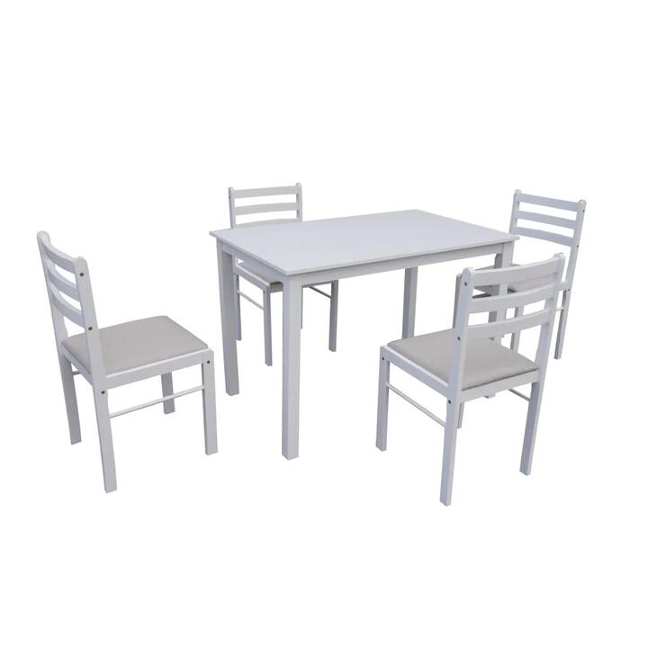 Design Square 5pc Dinign Set Rectangle Dining table 110cm W/ 4 Dining Chairs - White