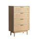 4 Chest of Drawers Rattan Tallboy Cabinet Bedroom Clothes Storage Wood