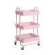 3 Tiers Kitchen Trolley Cart Steel Storage Rack Shelf Organiser Wheels Pink